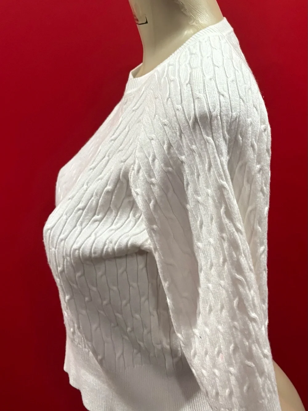 Daisy White Cable Knit Cropped Top